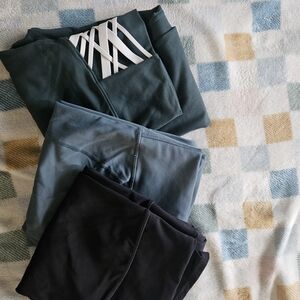 Fabletics Trio: Dusty Blue, Green and Black Leggings. 3 For 45